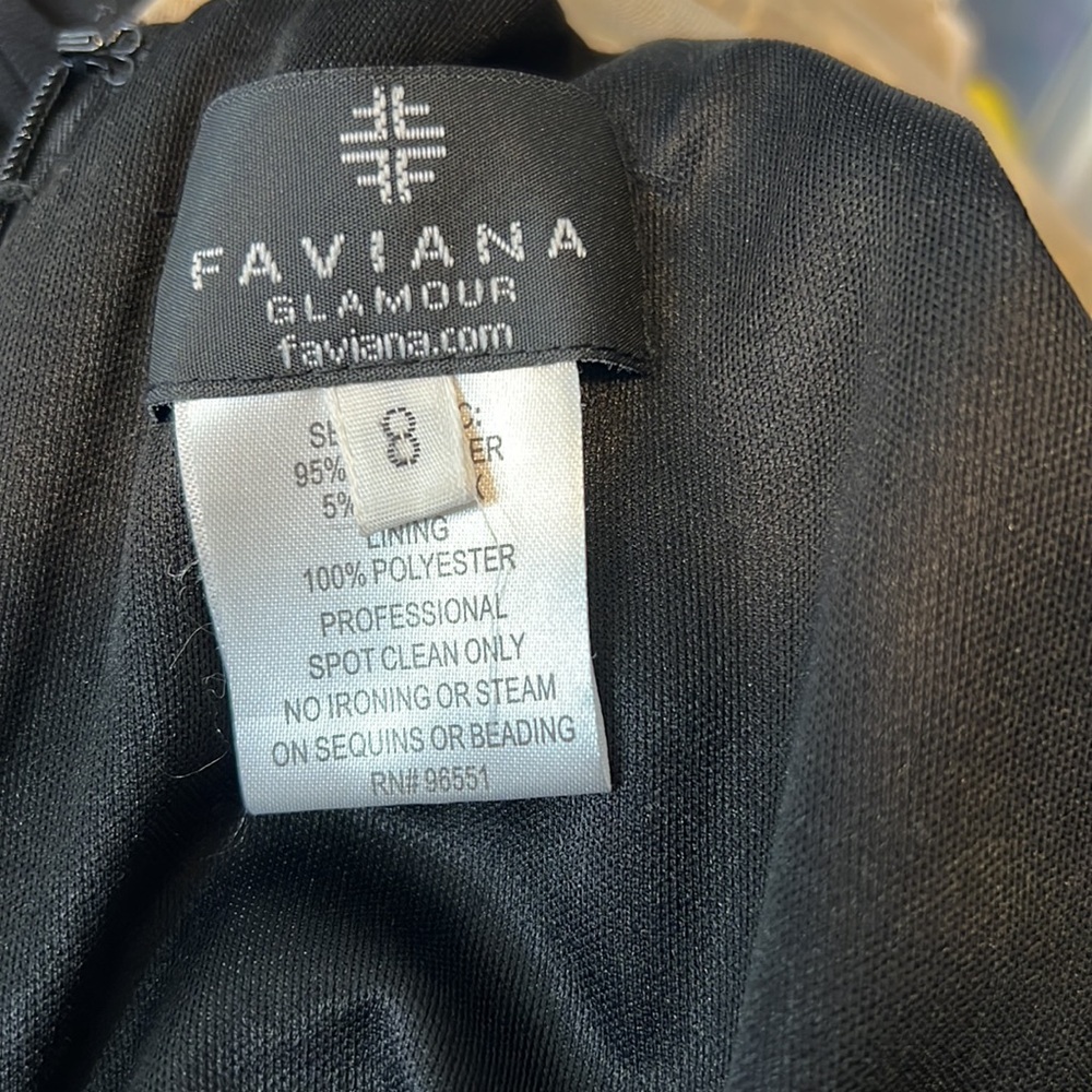 Faviana Glamour Rhinestone Nude Black Dress Gown Prom Wedding Formal NWT 8 - Picture 12 of 15